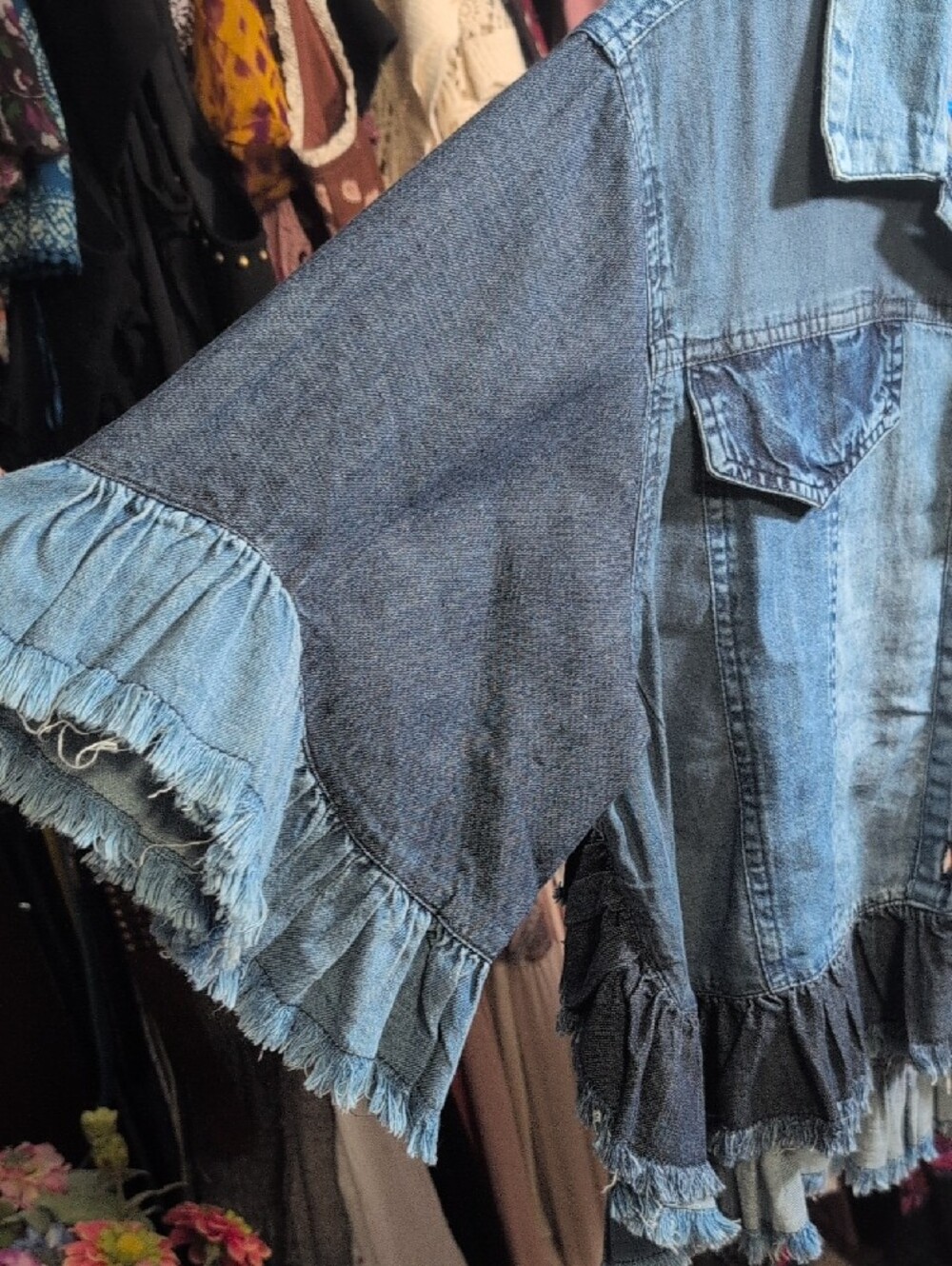 Young Threads Blue Denim Ruffle Jacket NWT - Picture 3 of 4